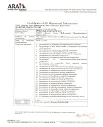 Corporate Certificate Translation Sample